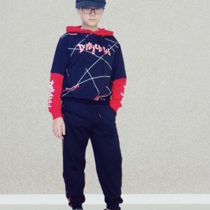 [🤝Bán Sỉ Vkids-Top1Order🛒] – YB0312-A1-B.BT nỉ da cá tay nối có mũ,in chữ DANGERWS,màu ghi đậm,hiệu I Love Kids,s …