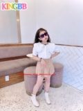 [👕👗Tin_Sỉ_Vkids🛒] – ☘️Buôn_sỉ_SG☘️ Váy bé gái, áo cổ sen, chân váy xếp ly kèm chip, chất lụ …