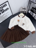 [👕👗Tin_Sỉ_Vkids🛒] – ☘️Buôn_sỉ_HN☘️ Váy bé gái, áo len lông thỏ mềm mịn, chân váy xếp ly, size …