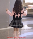 [👕👗Tin_Sỉ_Vkids🛒] – 💖Buôn_sỉ_HN💖 Bộ bé gái, thiết kế phối giữa sơ mi thô và da cá mịn, chân …