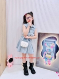 [👕👗Tin_Sỉ_Vkids🛒] – ☘️Buôn_sỉ_SG☘️ Váy bé gái, chất jean cotton, áo sát nách cổ trụ, chân váy  …