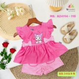 [👕👗Tin_Sỉ_Vkids🛒] – ☘️Buôn_sỉ_SG☘️ Bộ bé gái, tay cánh tiên, chất tơ thêu Kuromi siêu hot, size t …