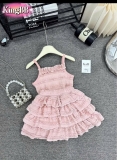 [👕👗Tin_Sỉ_Vkids🛒] – ☘️Buôn_sỉ_SG☘️ Set váy bé gái, chất ren thun, chân váy tầng kèm chip, size to  …