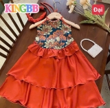 [👕👗Tin_Sỉ_Vkids🛒] – ☘️Buôn_sỉ_SG☘️ Set yếm phong cách sang chảnh cho bé gái, chất liệu latin, tô …